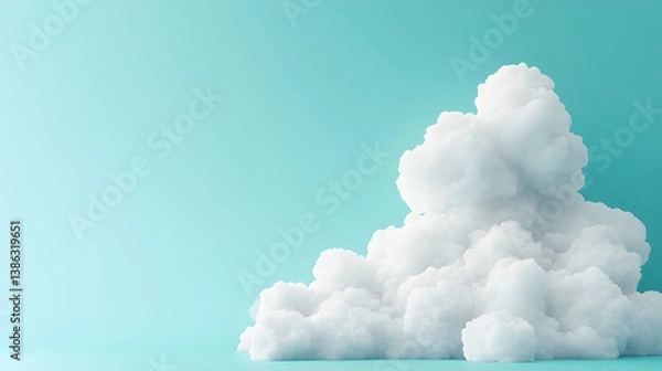 Fototapeta White Fluffy Clouds on a Light Blue Background