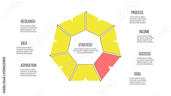 Fototapeta Business infographic template. Heptagon chart with seven options, steps. Vector chart.