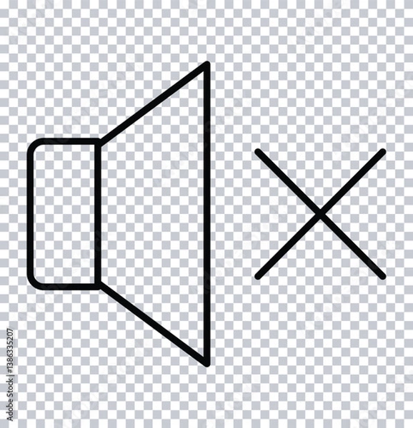 Fototapeta Sound Volume and Mute Icons Set - Speaker Audio On Off Symbol for Media Player, App Interface, Mobile UI, Website Button, and Multimedia Designs.