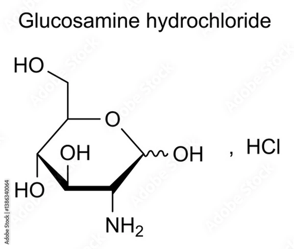Fototapeta Chemical structure of glucosamine hydrochloride, drug substance