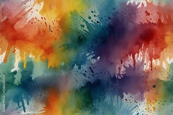 Obraz Abstract Watercolor Rainbow Splashes Background Texture