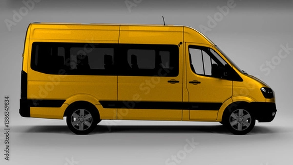 Fototapeta Yellow van on white background side view