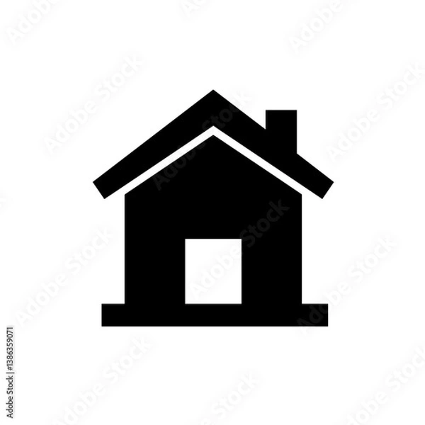 Fototapeta Home Icon: A simple, modern black house icon, representing home, housing, and residential concepts, perfect for illustrating real estate, family, and security themes.