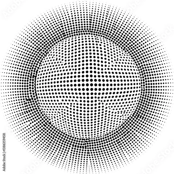 Fototapeta Abstract dot circle: A mesmerizing display of monochromatic, structured design. An illustrative, eye-catching pattern is meticulously arranged, creating a dynamic visual experience. 