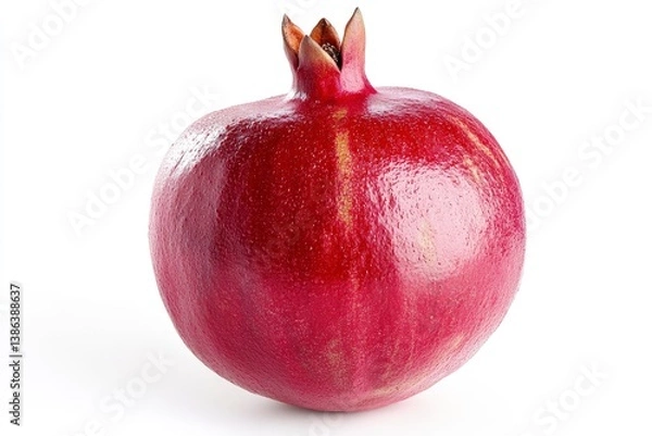 Fototapeta Close Up of Fresh Red Pomegranate Fruit on White Background