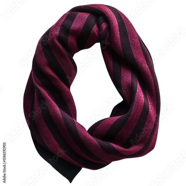 Fototapeta Woolen Scarf with Pink and Black Stripes Isolated on Transparent Background
