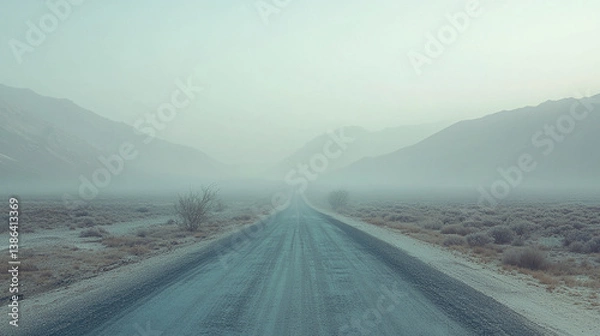 Obraz Road vanishing into fog central perspective