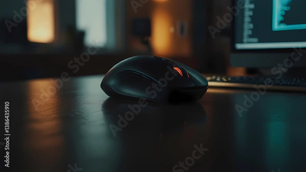 Obraz Modern Wireless Mouse – Sleek Design with Ambient Lighting

