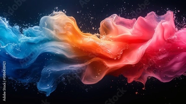 Obraz Pink and Purple Dynamic Waves Highlighting Unique Fluid Patterns