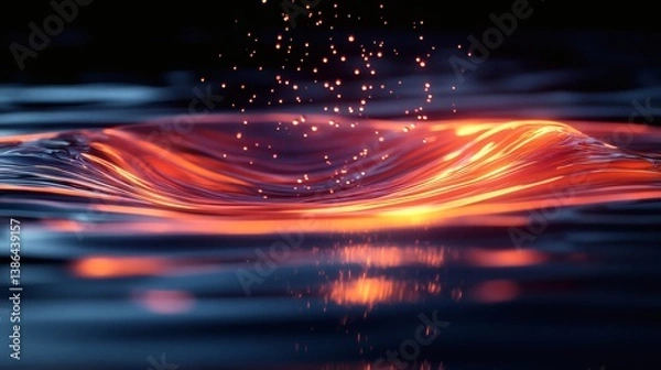 Obraz Red and Orange Dynamic Fluid Waves Highlighting Unique Patterns