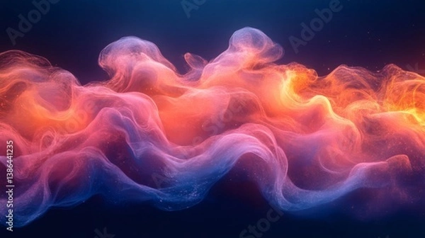 Obraz Orange and Pink Gradient Waves Creating Bold Fluid Art