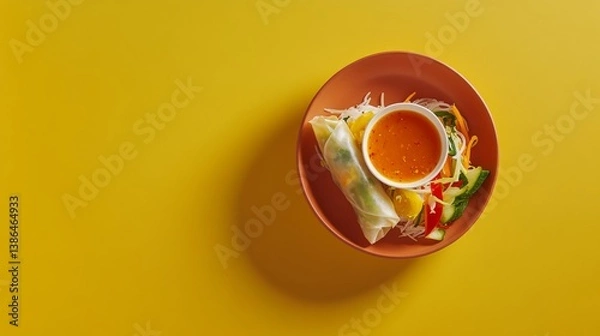 Fototapeta A crispy veggie burger with lettuce, tomato, and avocado. Featuring health and flavor