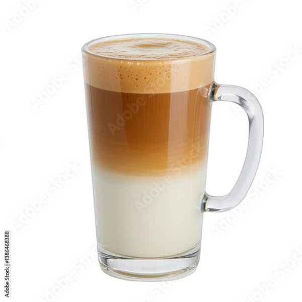 Fototapeta Layered Latte in a Glass Mug.