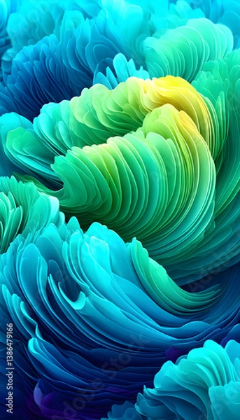 Fototapeta Abstract swirling turquoise and green liquid pattern