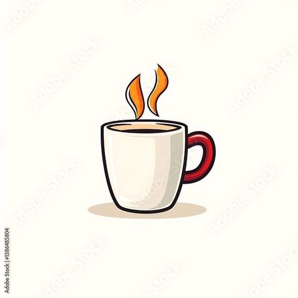 Obraz Steaming coffee mug flat icon