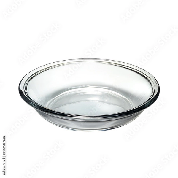Obraz A Sleek Glass Pie Dish with Smooth Rim and Durable Isolated on Transparent Background