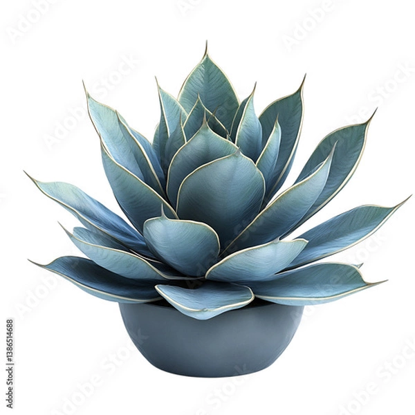 Obraz Large Blue Agave Plant with Wide Leaves Isolated on Transparent Background