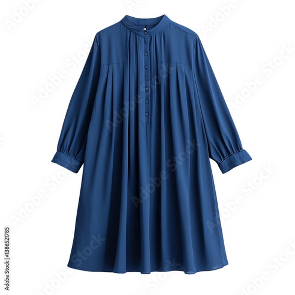 Fototapeta A Relaxed Fit Midi Dress with Button Down Design Isolated on Transparent Background