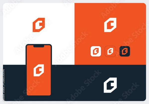 Fototapeta Real estate, construction best minimal logo design with letter c