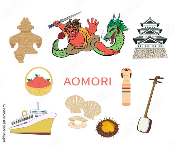 Obraz 青森県の観光アイコンセット