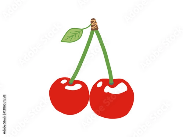 Fototapeta ２つ繋がったサクランボのイラスト