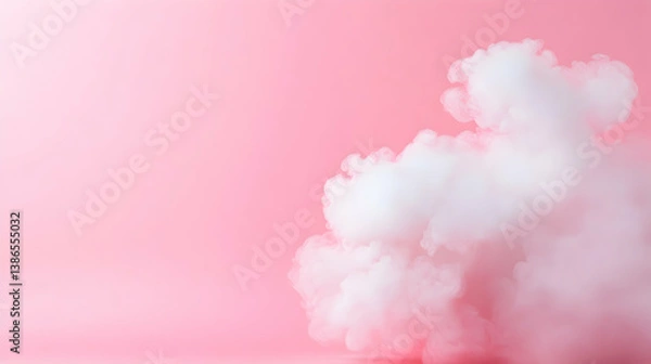 Obraz Fluffy White Clouds on Pink Background