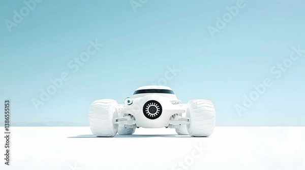 Obraz Futuristic White Concept Car on a Salt Flat