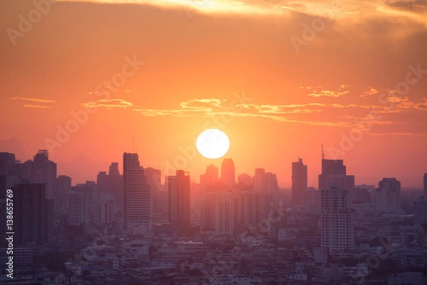 Obraz Sunrise with city view.