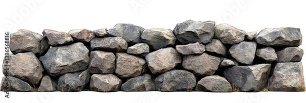 Fototapeta Wall of stone shell rock isolated on transparent background 