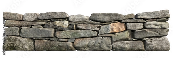 Fototapeta Wall of stone shell rock isolated on transparent background 