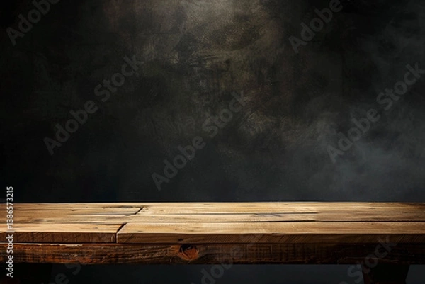 Fototapeta Empty Wooden Table Top with Dark Background for Product Display