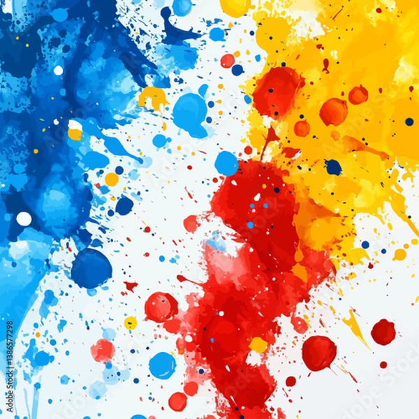 Fototapeta Abstract Splatter Art in Primary Colors