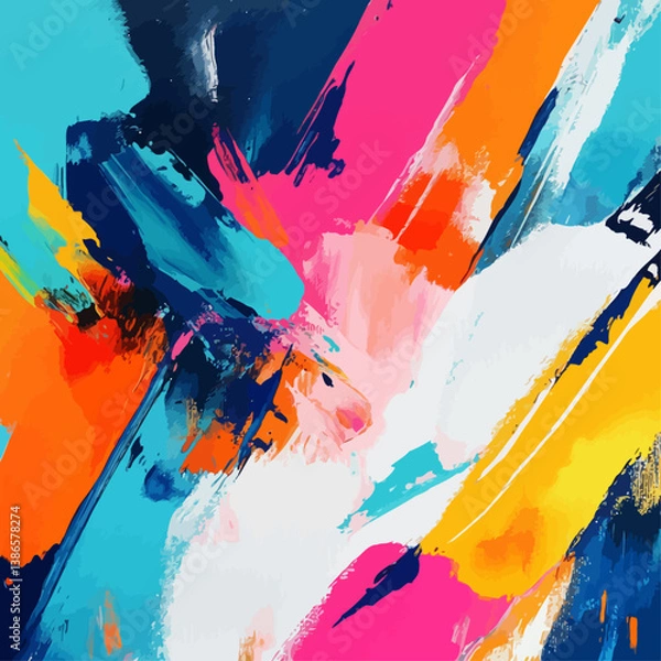 Fototapeta Abstract Canvas Painting, Vibrant Brushstrokes, Bold Color Palette