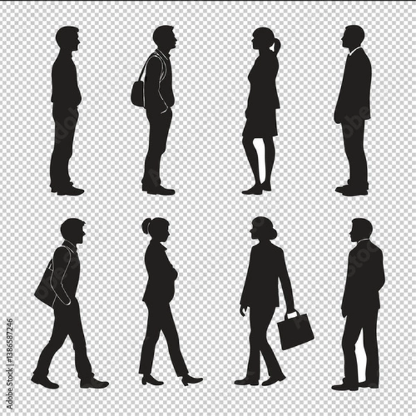Fototapeta Professional Silhouettes of Business People in Various Poses.

