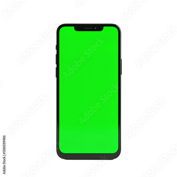 Fototapeta Smartphone with Green Screen Display - transparent background