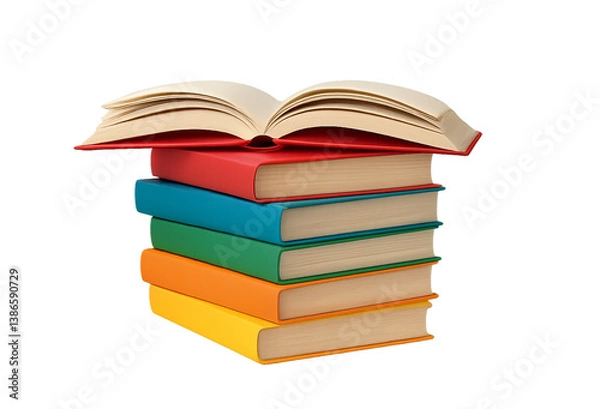 Fototapeta Colorful School Backpack with Books – Transparent PNG Clipart