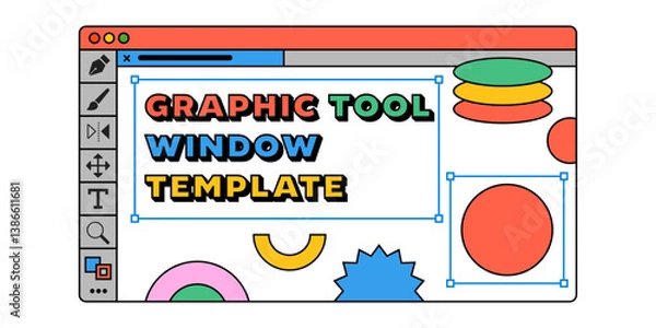 Obraz Vector Art of Digital Design Application Window with Drawing Tools