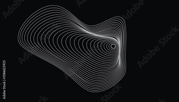 Fototapeta Abstract wave terrain with fluid topographic elevation lines on bright background