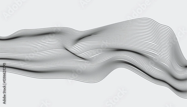 Fototapeta Curved layered contour lines with elegant overlapping wave motion
