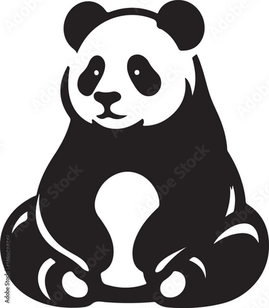 Fototapeta Panda black silhouette vector