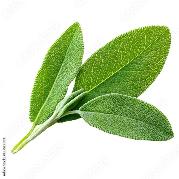 Fototapeta Fresh Sage Leaves on Transparent Background