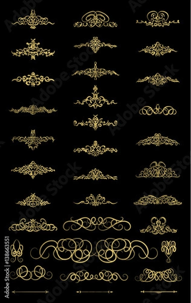 Fototapeta Gold Wicker lines and old decor elements in vector.