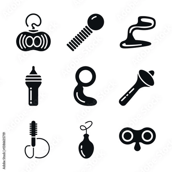 Obraz set of black and white hair icons