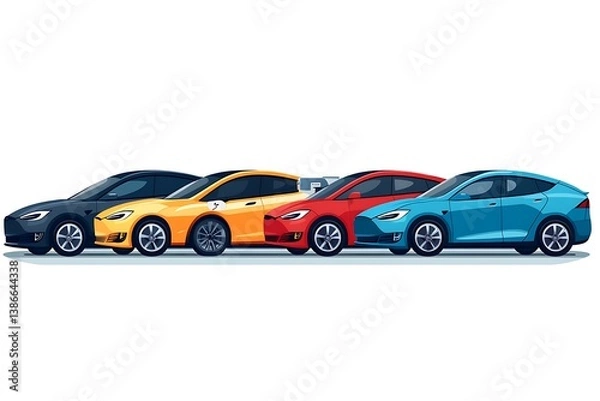 Fototapeta Electric Cars in a Row