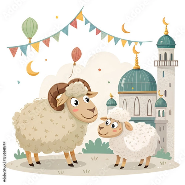 Obraz Eid ul Adha celebration with cards sheeps