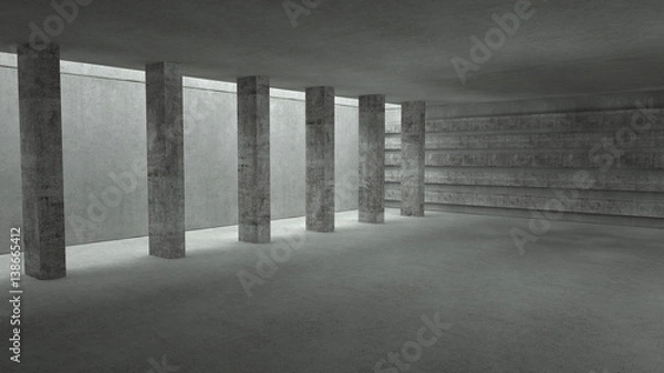 Fototapeta Abstract concrete space with columns, 3 d render