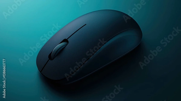 Fototapeta Modern Wireless Computer Mouse on a Gradient Background with Cool Tones and Sleek Design