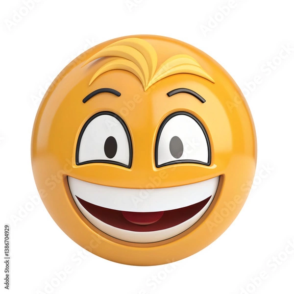 Fototapeta Happy Smiling Emoji Face with Playful Expression and White Teeth