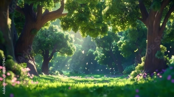 Fototapeta 3D cartoon forest wallpaper