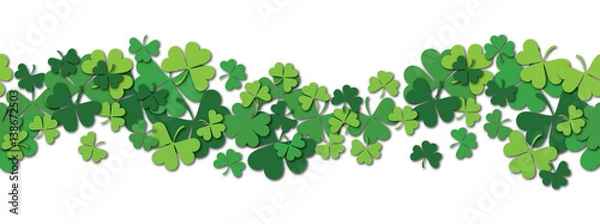 Obraz Szczęśliwy dzień Świętego Patryka s wektor poziome wzór tła z shamrock.